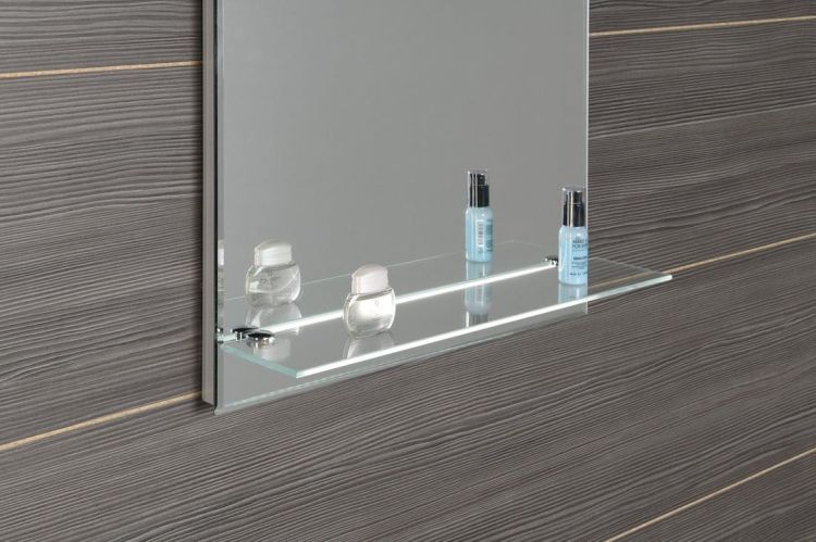 lustro z podświetleniem LED 60x80cm, szklana półka, przełącznik przyciskowy