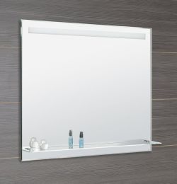 lustro z podświetleniem LED 100x80cm, szklana półka, przełącznik przyciskowy