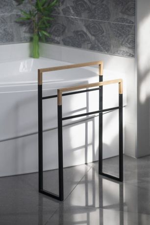 Przejdź do produktu SKA Wieszak na ręcznik, 550x800x200mm, czarny mat/dąb
