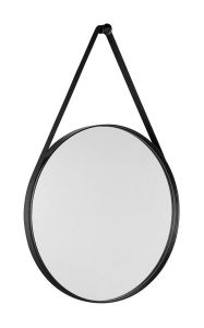 Okrągłe lustro ORBITER z paskiem, ø 60cm, czarny mat