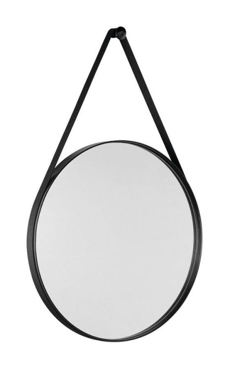 Okrągłe lustro ORBITER z paskiem, ø 60cm, czarny mat