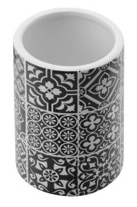 PATCHWORK zestaw akcesoriów łazienkowych, ceramiczny/czarny
