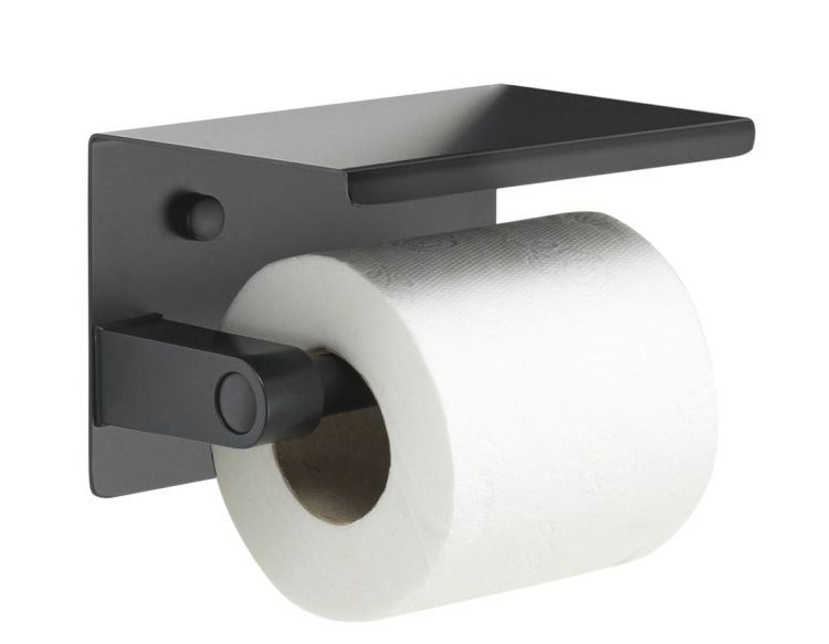 Wieszk na papier toaletowy z półką, czarny matowy