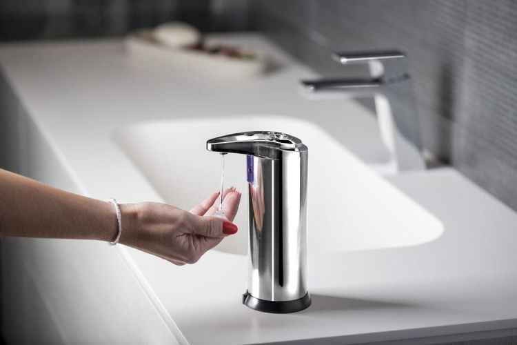 Bezdotykowy dozownik mydła, 240 ml, 74x184x113mm, stal nierdzewna