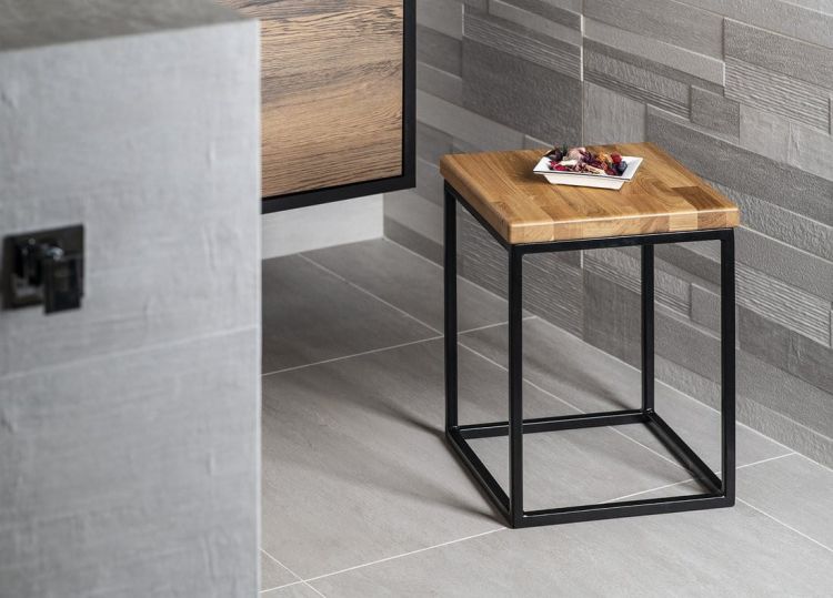 SKA taboret 300x410x300mm (SKA401), czarny matowy/dąb