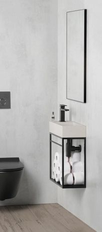 Przejdź do produktu CREST wspornik pod umywalkę z półką 39,5x45x21,7cm, czarny mat