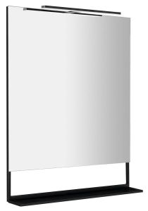 ERUPTA Lustro z półką MDF i LED oświetleniem 80x95x12cm, czarny mat