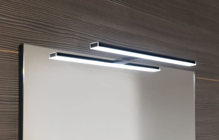 ERUPTA Lustro z półką MDF i LED oświetleniem 80x95x12cm, czarny mat
