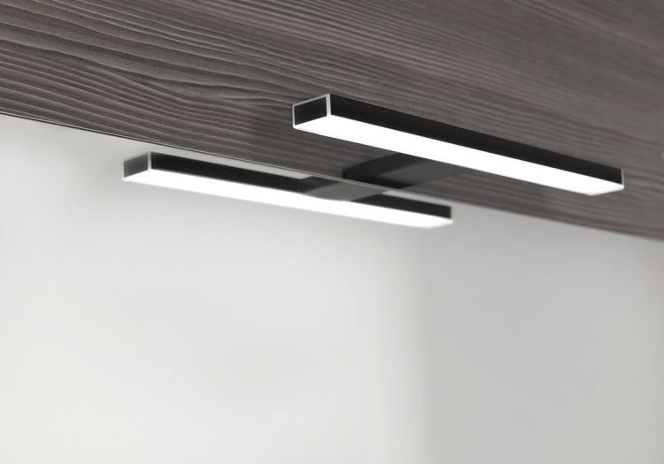 ERUPTA Lustro z półką MDF i LED oświetleniem 120x95x12cm, czarny mat