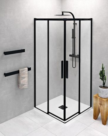 Przejdź do produktu ALTIS BLACK kabina narożna 1000x1000 mm, wejście z rogu, szkło czyste