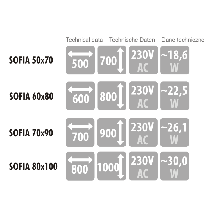 Lustro owalne z oświetleniem LED MCJ Sofia - inne dostępne wymiary