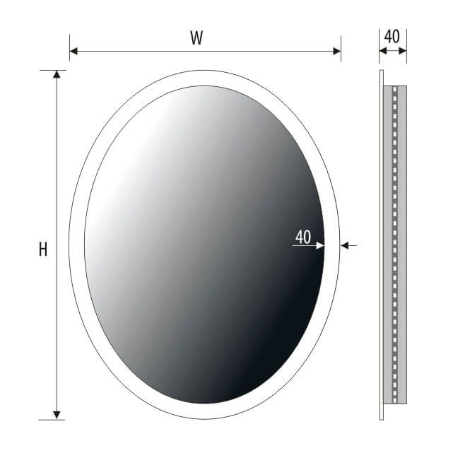 Lustro owalne 50x70 cm z oświetleniem LED MCJ Sofia