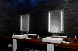 Lustro prostokątne 60x80 cm dwustronne, stojące na stalowej ramie z oświetleniem LED MCJ Stand 2