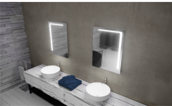 Lustro prostokątne 60x80 cm ze stalową ramą i oświetleniem LED MCJ Vario