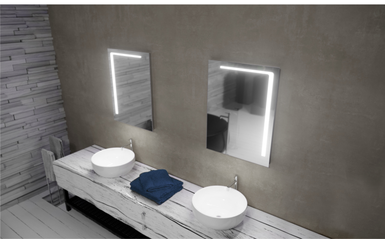 Lustro prostokątne 60x80 cm ze stalową ramą i oświetleniem LED MCJ Vario