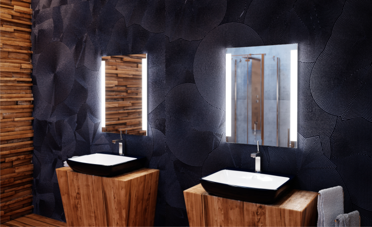 Lustro prostokątne 60x80 cm ze stalową ramą i oświetleniem LED MCJ Vetro