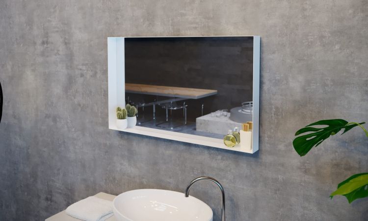 Lustro prostokątne 100x80 cm w białej, stalowej ramie MCJ Victoria