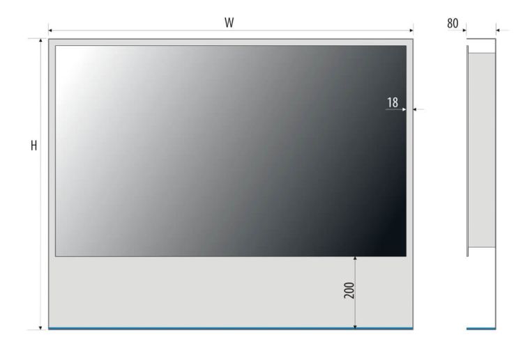 Lustro prostokątne 100x80 cm ze stalową, białą ramą, oświetleniem LED i półką MCJ Zaria
