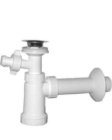 Przejdź do produktu Syfon umywalkowy, nierdz. sitko 5/4', odpływ 40mm, przyłącze do pralki, plastik