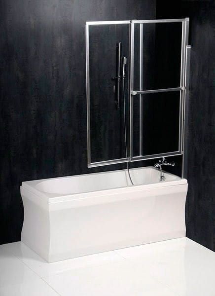 OLBIA parawan wannowy pneumatyczny 1230mm, profil pol. aluminium, szkło czyste