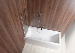 WILA parawan wannowy 900x1400 mm, składany, chrom, szkło czyste