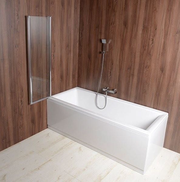 WILA parawan wannowy 900x1400 mm, składany, chrom, szkło czyste