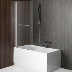 RIONI parawan wannowy pneumatyczny 710 mm, srebrna rama, szkło czyste