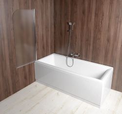 VILMA parawan wannowy 60x140cm, chrom, lewa, szkło brick