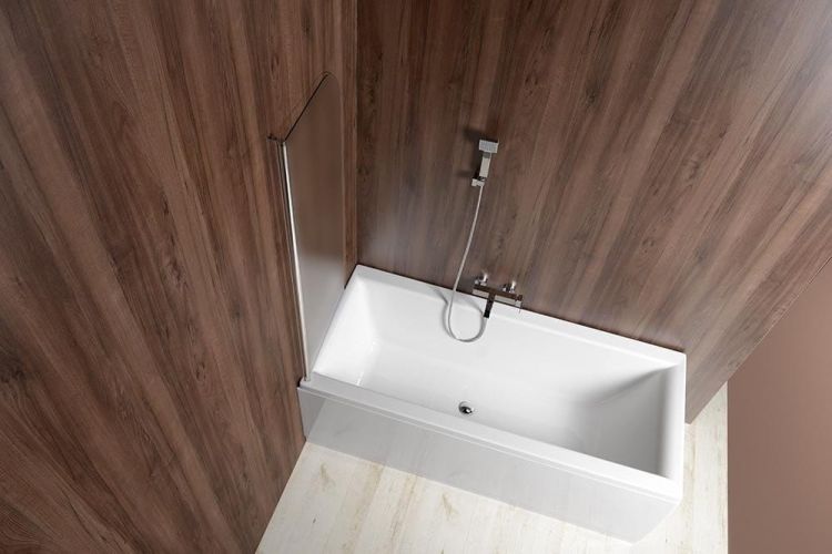 VILMA parawan wannowy 60x140cm, chrom, lewa, szkło brick