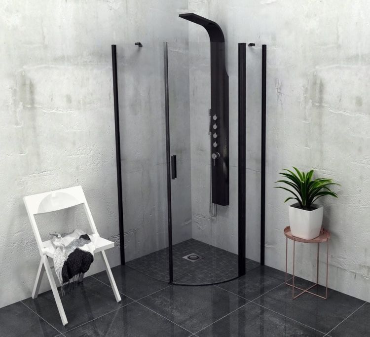 ZOOM LINE BLACK kabina prysznicowa półokrągła 900x900mm, szkło czyste, prawa