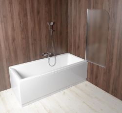 VILMA parawan wannowy 60x140cm, chrom, prawa, szkło brick