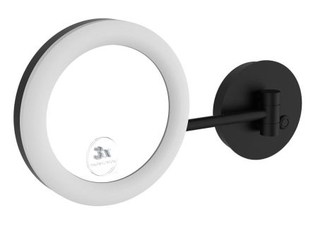 Przejdź do produktu Kosmetyczne lusterko z oświetleniem LED, zawieszane, okrągłe, czarny mat
