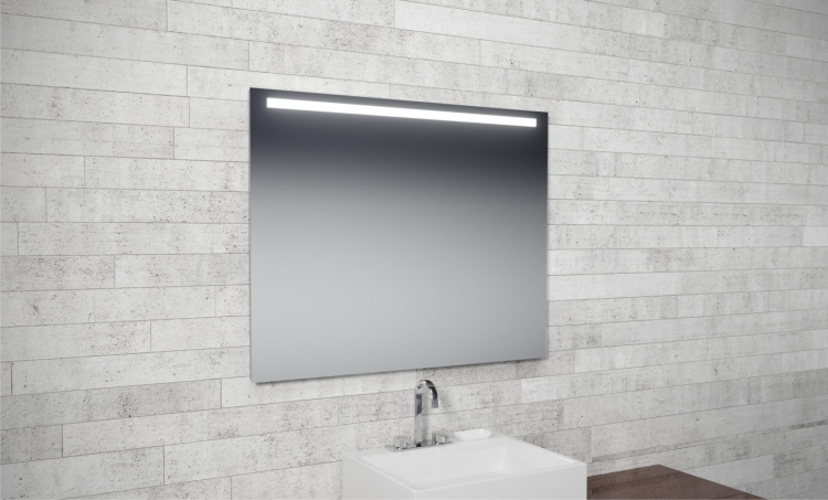 Lustro prostokątne 100x80 cm ze stalową ramą i oświetleniem LED i półką MCJ Easy 01