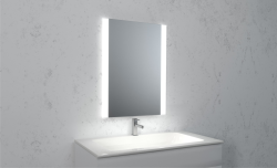 Lustro kwadratowe 60x80 cm ze stalową ramą i oświetleniem LED i półką MCJ Easy 03