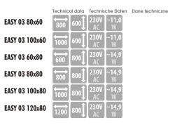 Lustro kwadratowe ze stalową ramą i oświetleniem LED i półką MCJ Easy 03 - dostępne rozmiary