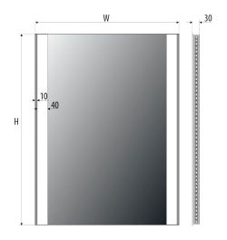 Lustro prostokątne 60x80 cm ze stalową ramą i oświetleniem LED i półką MCJ Easy 03.1