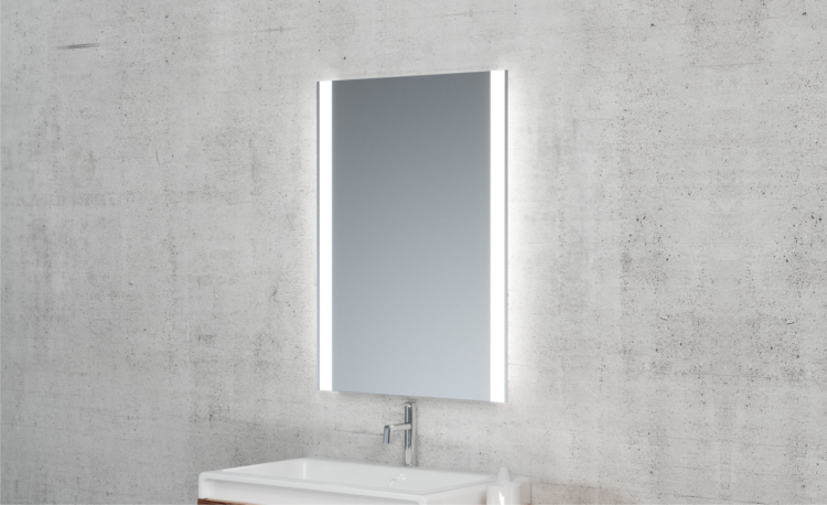 Lustro prostokątne 60x80 cm ze stalową ramą i oświetleniem LED i półką MCJ Easy 03.1
