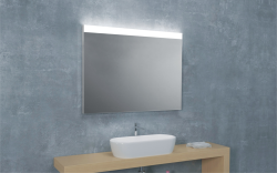 Lustro kwadratowe 80x80 cm ze stalową ramą i oświetleniem LED i półką MCJ Easy 04