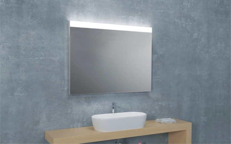 Lustro kwadratowe 80x80 cm ze stalową ramą i oświetleniem LED i półką MCJ Easy 04