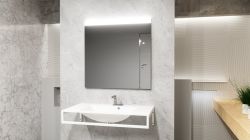 Lustro kwadratowe 80x80 cm ze stalową ramą i oświetleniem LED i półką MCJ Easy 04