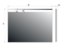 Lustro prostokątne 100x60 cm ze stalową ramą i oświetleniem LED i półką MCJ Easy 04.1