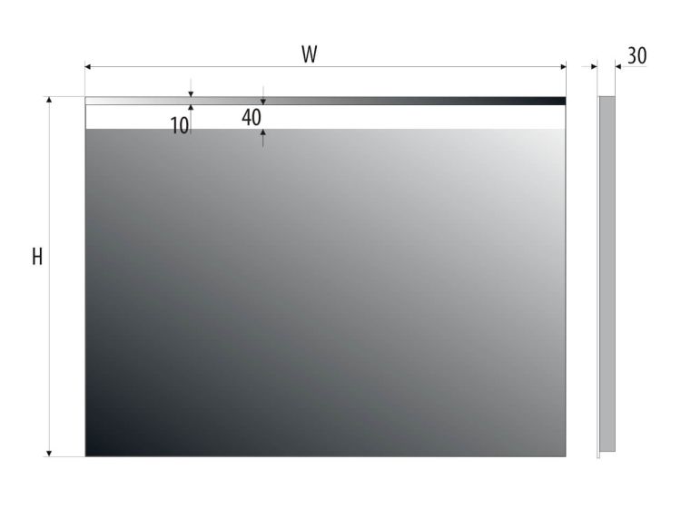 Lustro prostokątne 100x60 cm ze stalową ramą i oświetleniem LED i półką MCJ Easy 04.1