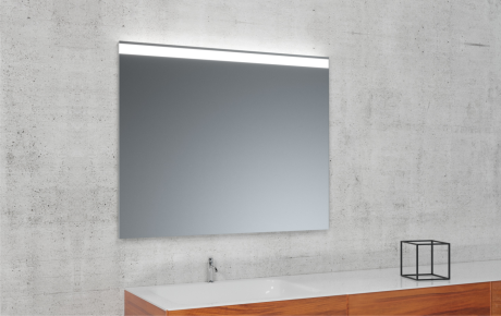 Przejdź do produktu Lustro prostokątne 100x60 cm ze stalową ramą i oświetleniem LED i półką MCJ Easy 04.1