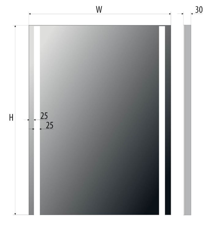 Lustro prostokątne 60x80 cm ze stalową ramą i oświetleniem LED i półką MCJ Easy 05