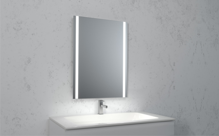 Lustro prostokątne 60x80 cm ze stalową ramą i oświetleniem LED i półką MCJ Easy 05