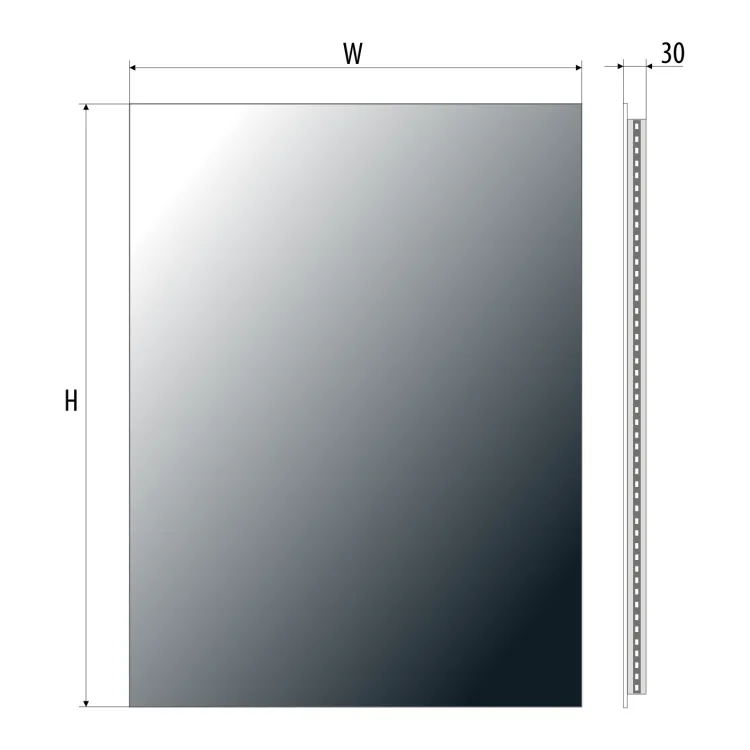 Lustro prostokątne 60x80 cm ze stalową ramą i oświetleniem LED i półką MCJ Easy 06