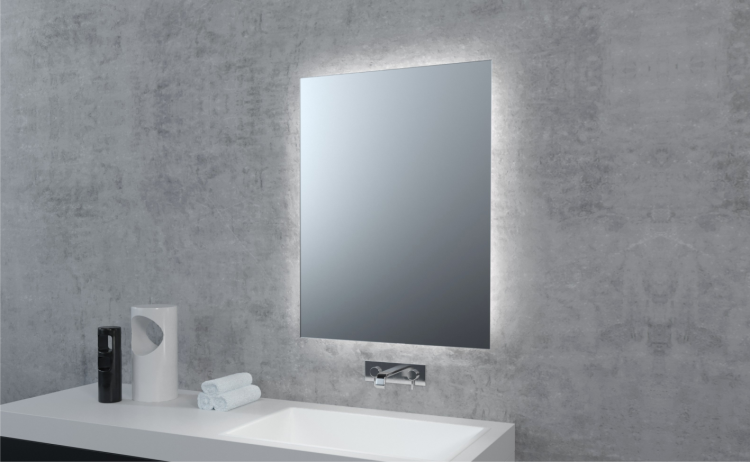 Lustro prostokątne 60x80 cm ze stalową ramą i oświetleniem LED i półką MCJ Easy 06