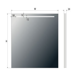 Lustro prostokątne 100x60 cm z aluminiową ramą i oświetleniem LED i półką MCJ Easy Alu 01