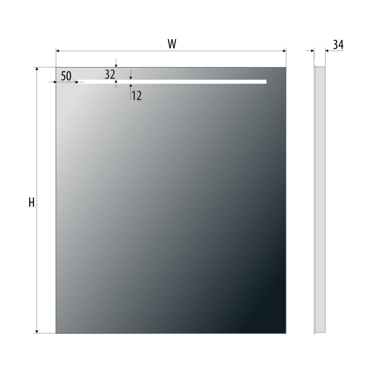 Lustro prostokątne 100x60 cm z aluminiową ramą i oświetleniem LED i półką MCJ Easy Alu 01
