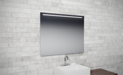 Lustro prostokątne 100x60 cm z aluminiową ramą i oświetleniem LED i półką MCJ Easy Alu 01